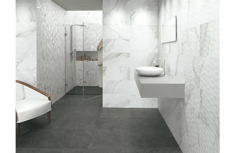 Adella Ceramic Tile Collection Viso Calacatta Satin - 12"X24"