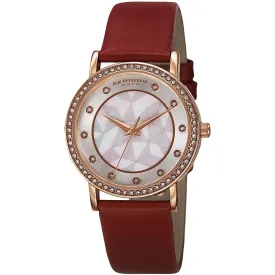 Akribos Xxiv Mother of Pearl Dial Red Leather Ladies Watch AK791RD