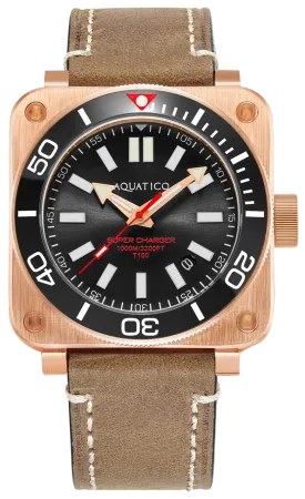 Aquatico Super Charger Bronze Black Ceramic Bezel SW200