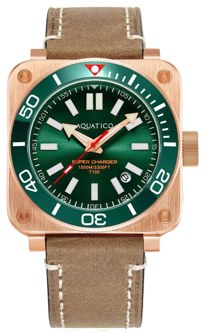 Aquatico Super Charger Bronze Green Ceramic Bezel