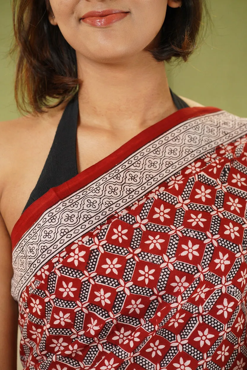 Bagh Hand Block Printed Cotton Saree