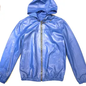 Barya NewYork Royal Blue Reversible Lambskin Hoodie Jacket