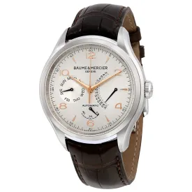 Baume and Mercier Clifton Silver Dial Brown Leather Men's Watch 10149 A10149