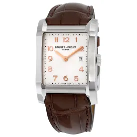 Baume and Mercier Hampton Silver Dial Brown Leather Ladies Watch 10018