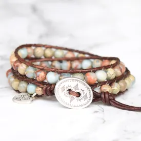 Beach Jasper Wrap Bracelet