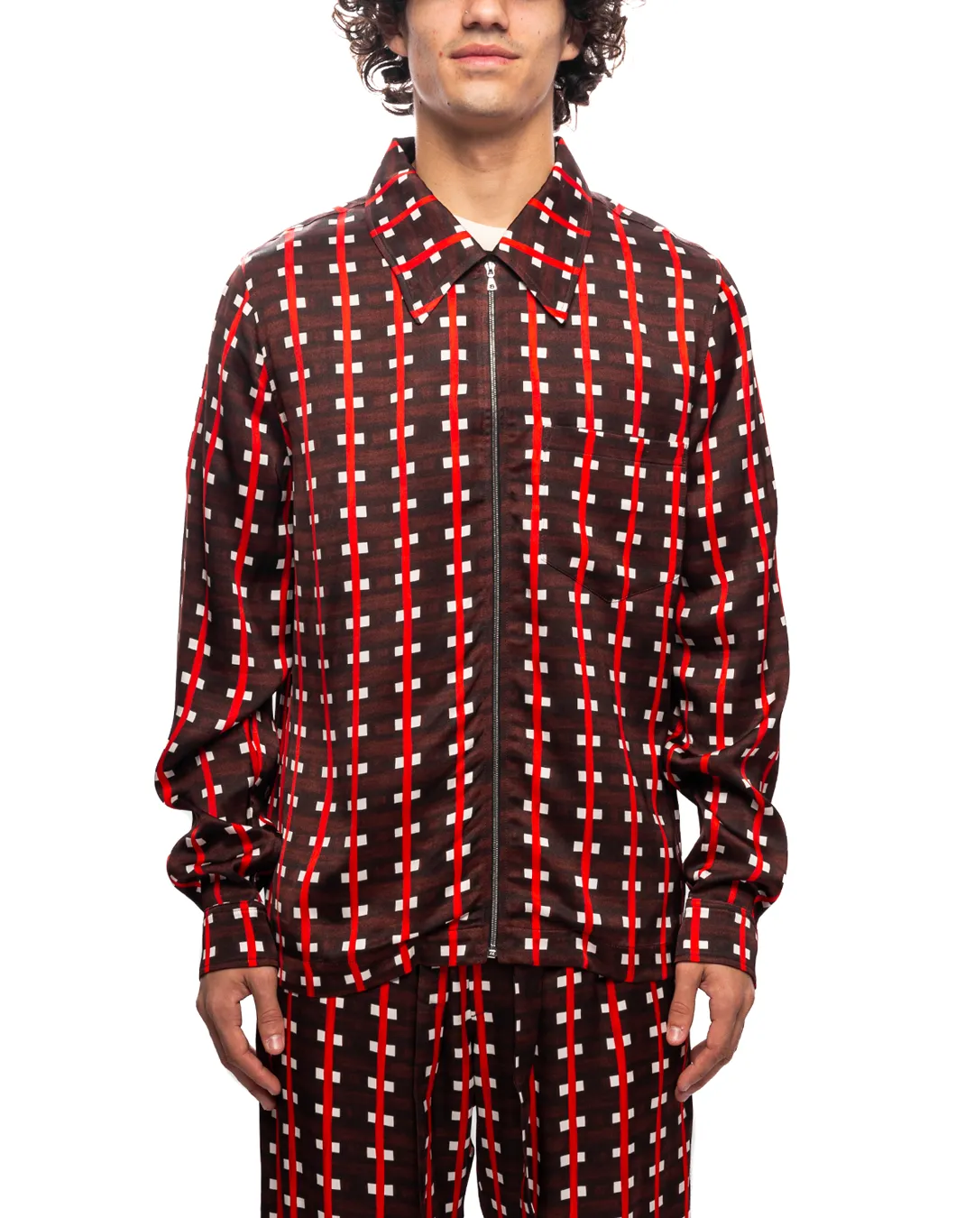 Belief Zip Shirt Viscose Print Brown/Red