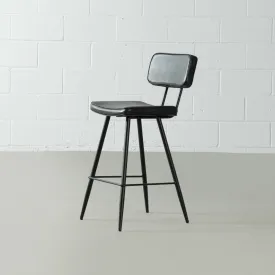 Black Leather Bar Stool (75 cm) - FINAL SALE