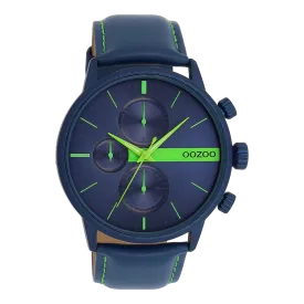 Blue OOZOO watch with blue leather strap - C11228