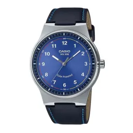 Casio Solar Blue Dial Leather Strap Men's Watch| MTP-RS105L-2BVDF