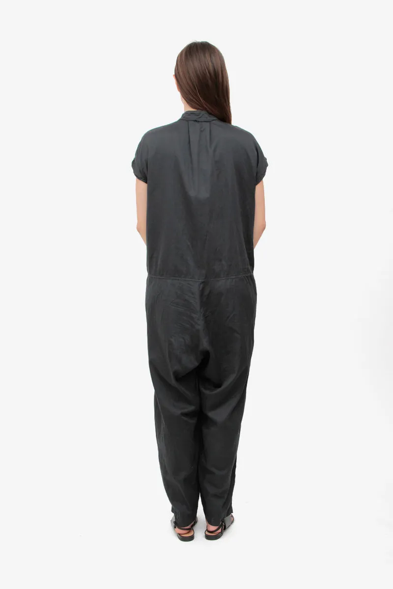 CHARCOAL POPLIN JUMPSUIT