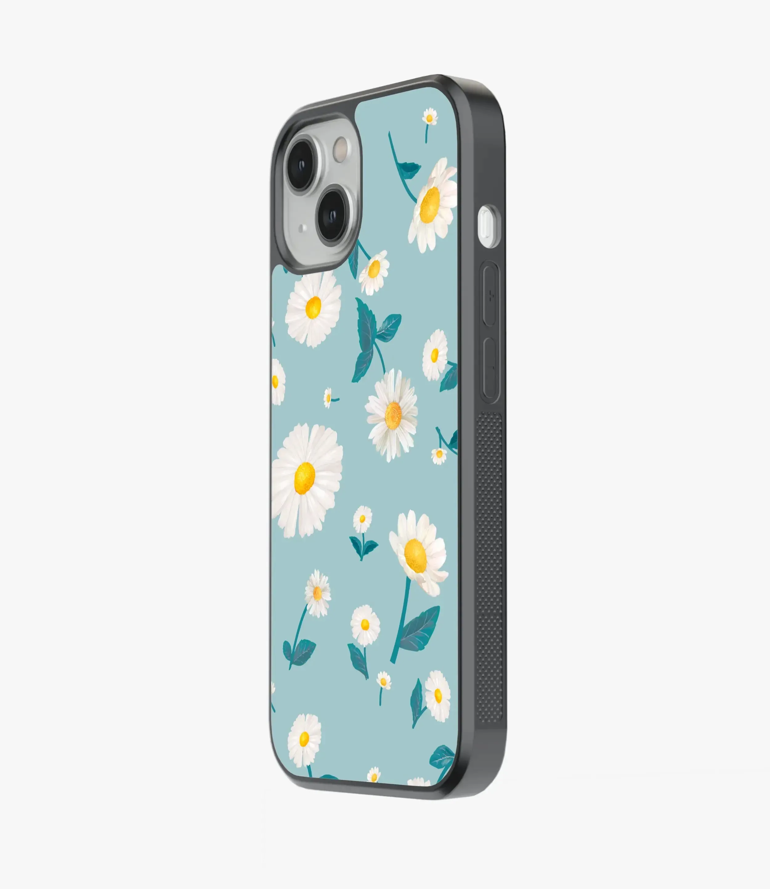 Daisy Pattern Floral Glass Case