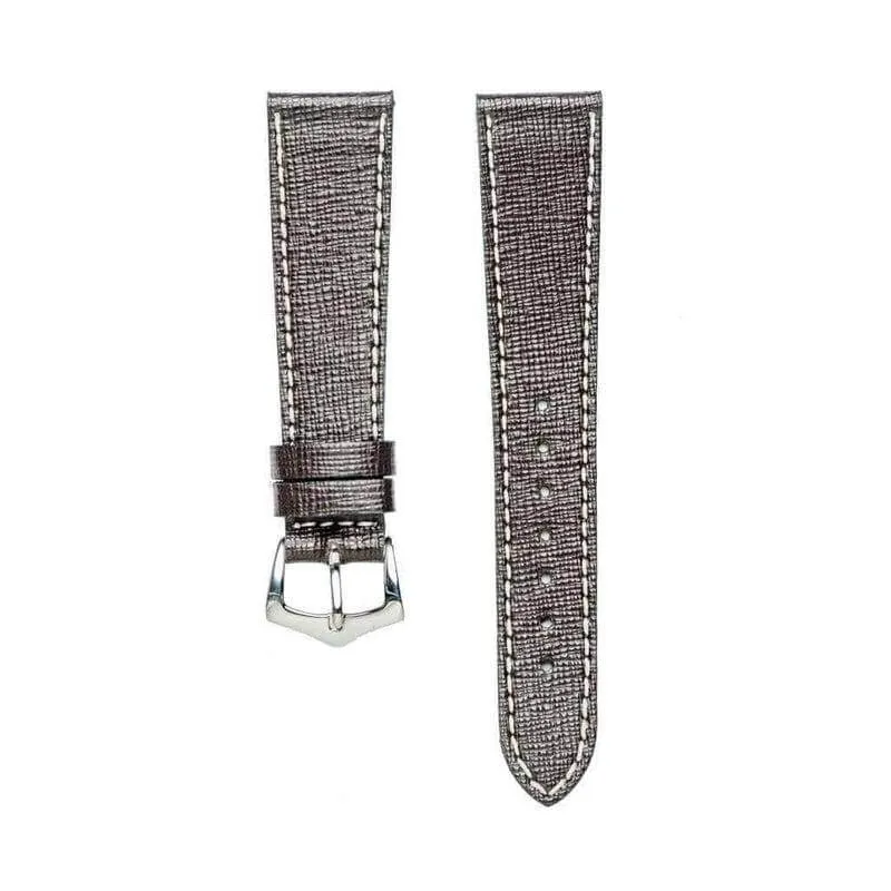 Dark Brown Saffiano Leather Watch Strap