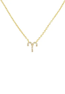 Diamond Zodiac Necklace Gold Aries