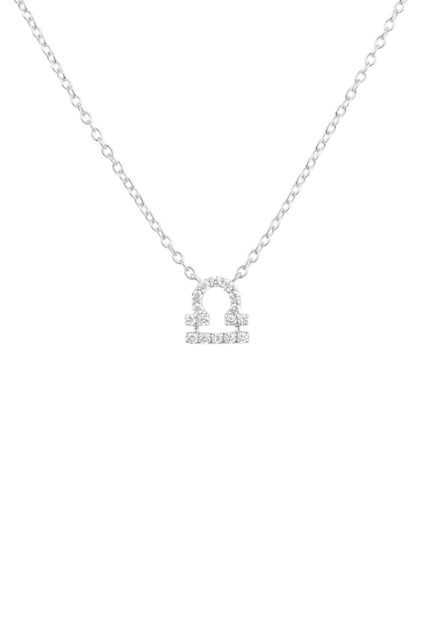 Diamond Zodiac Silver Necklace Libra