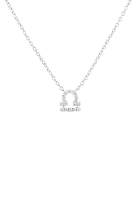 Diamond Zodiac Silver Necklace Libra