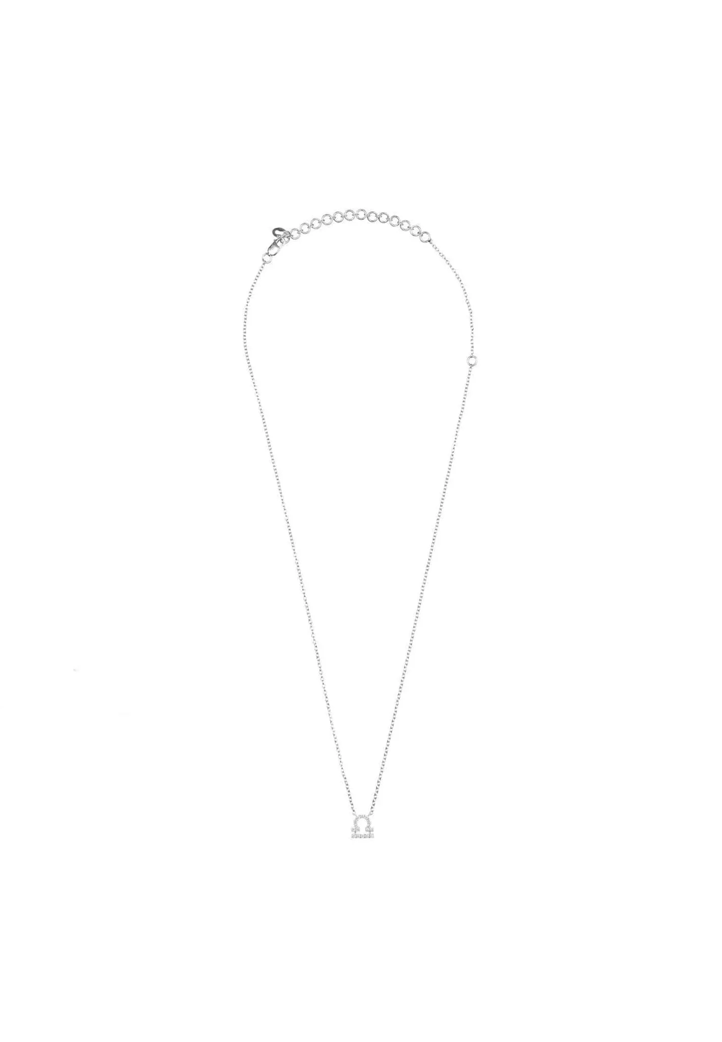 Diamond Zodiac Silver Necklace Libra