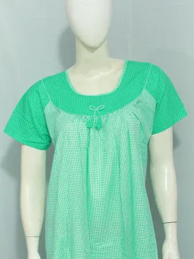 Dot Printed Cotton Nighty For Women