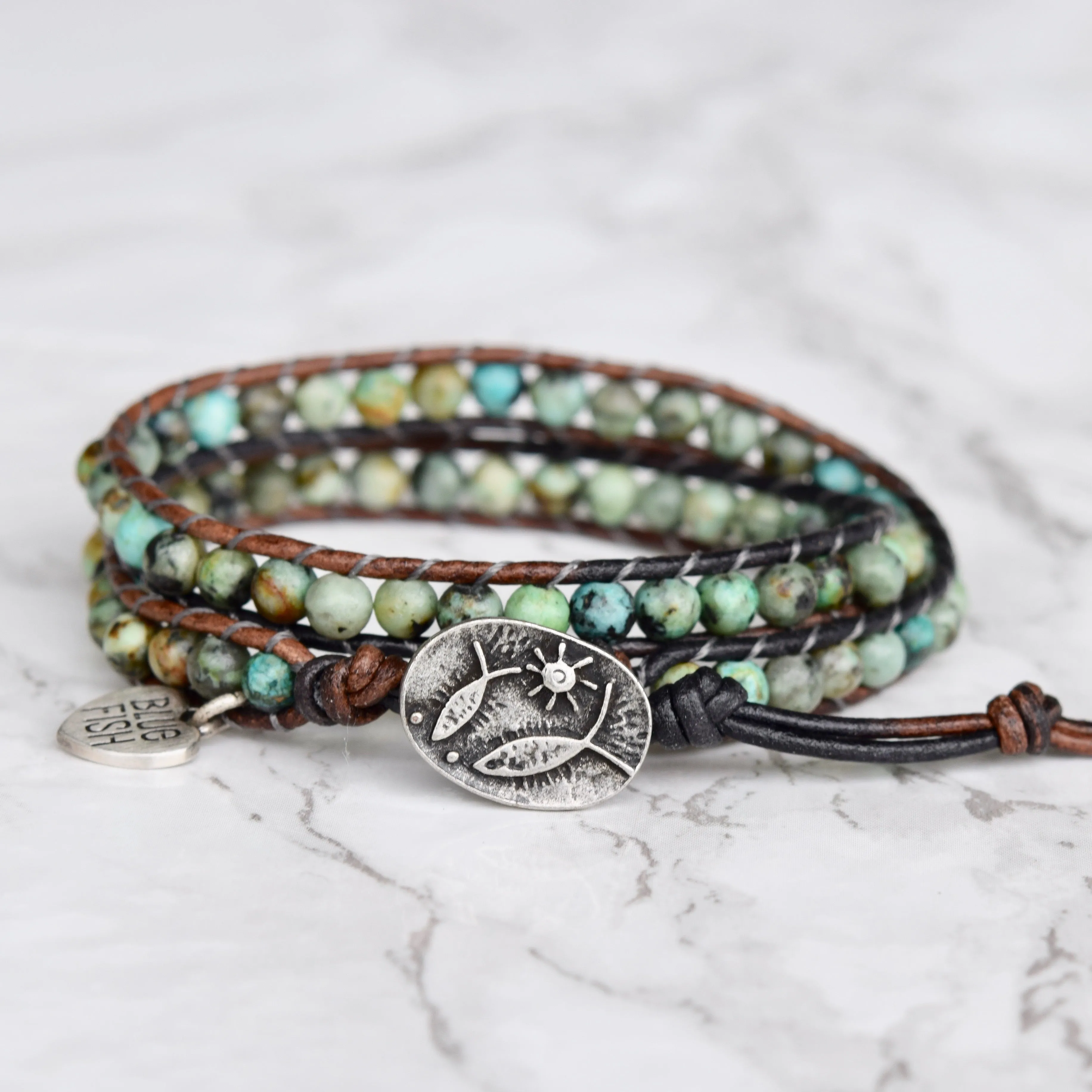 Double Wrap African Bracelet & Fish Button