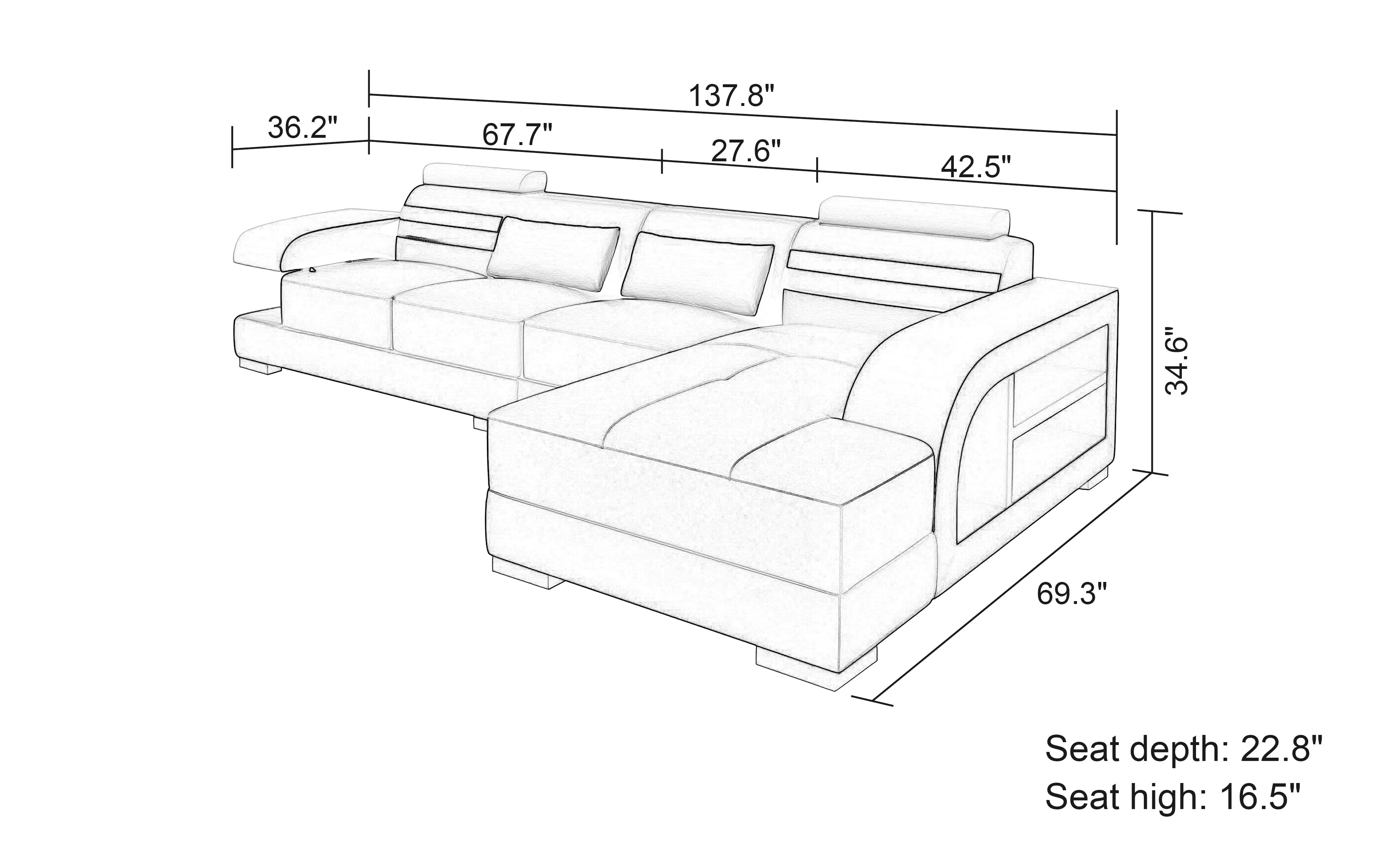 Eleese Small Modern Leather Sectional
