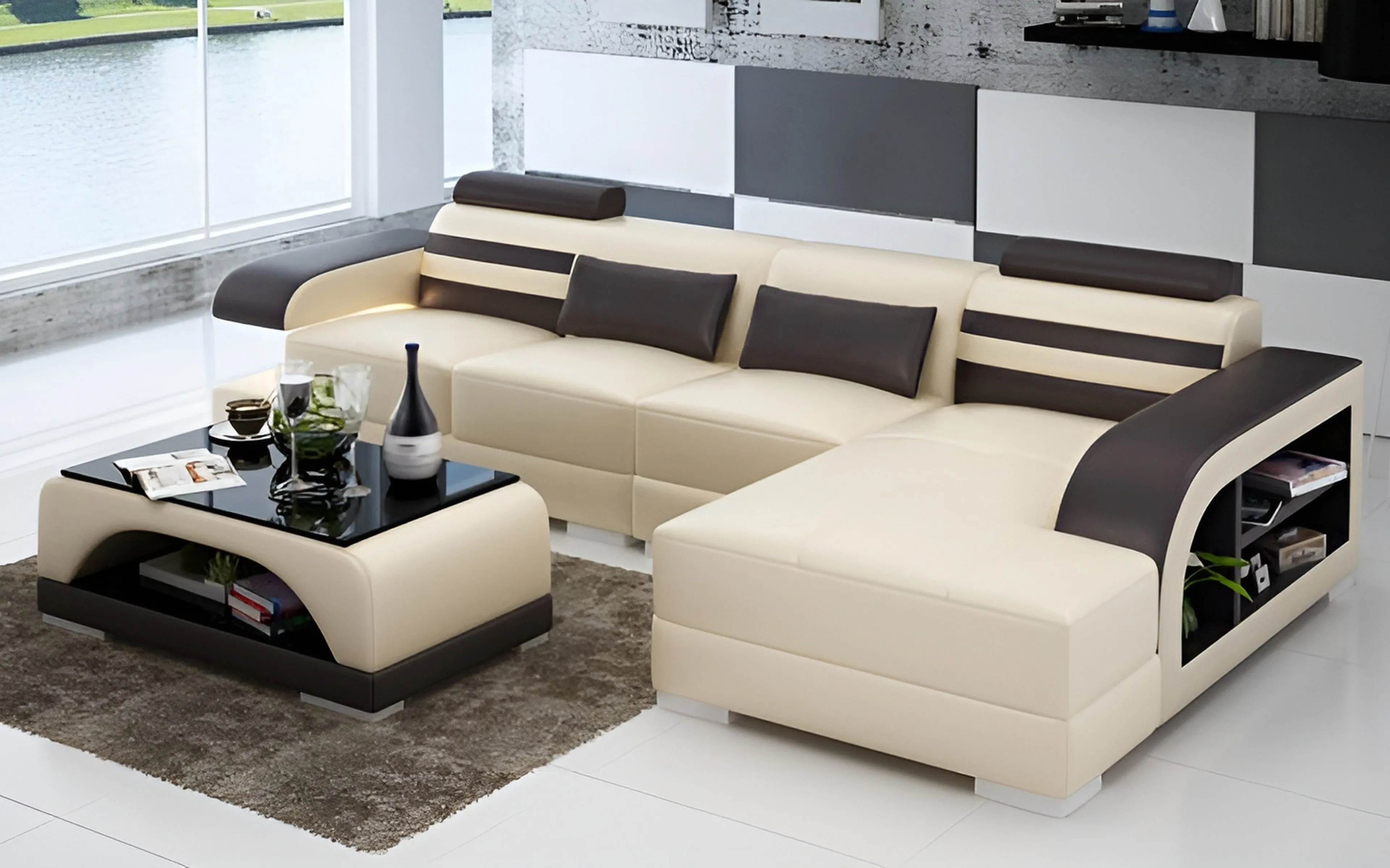 Eleese Small Modern Leather Sectional