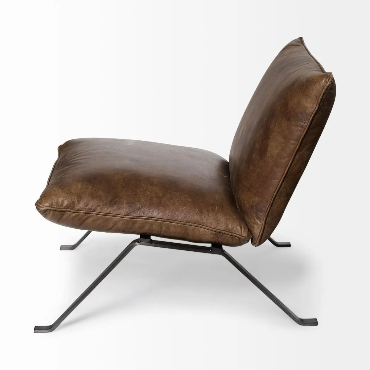 Flavelle Accent Chair Brown Leather | Black Iron