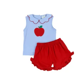 Girls Apple Applique Short Set