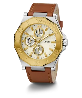 GUESS Mens Brown 2-Tone Multi-function Watch