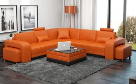 Heather Modern Leather Sectional