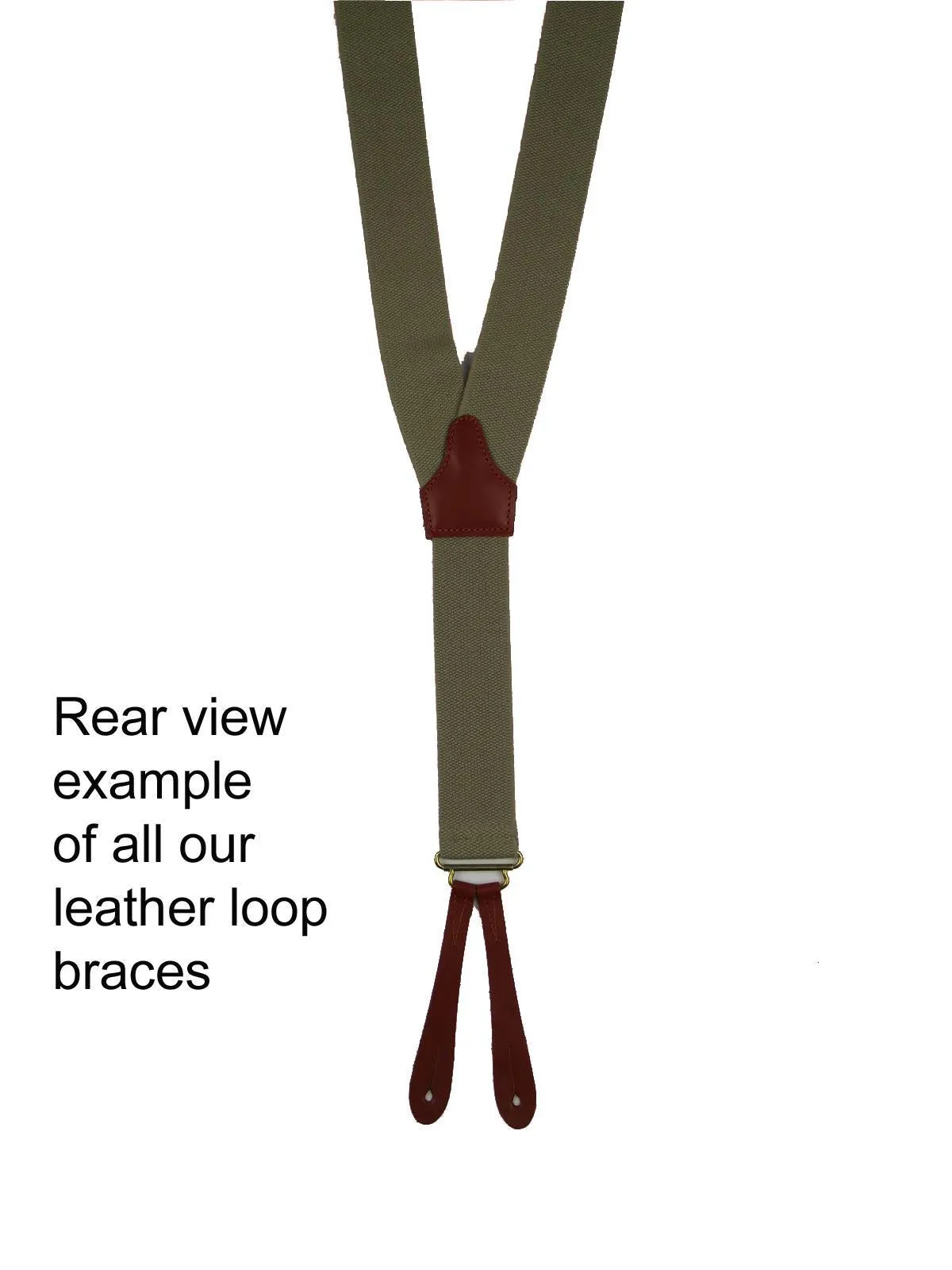 Khaki Border Stripe 1940s Style Braces with Leather Loops