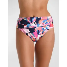 La Blanca FLORAL-PRINT OVERLAP SASH SWIM ΒΙΚΙΝΙ BOTTOMS IN INDIGO