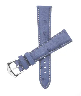 Light Blue Ostrich Leather Watch Band