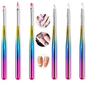 Nail Art Design Brushes - Rainbow Set 3pcs