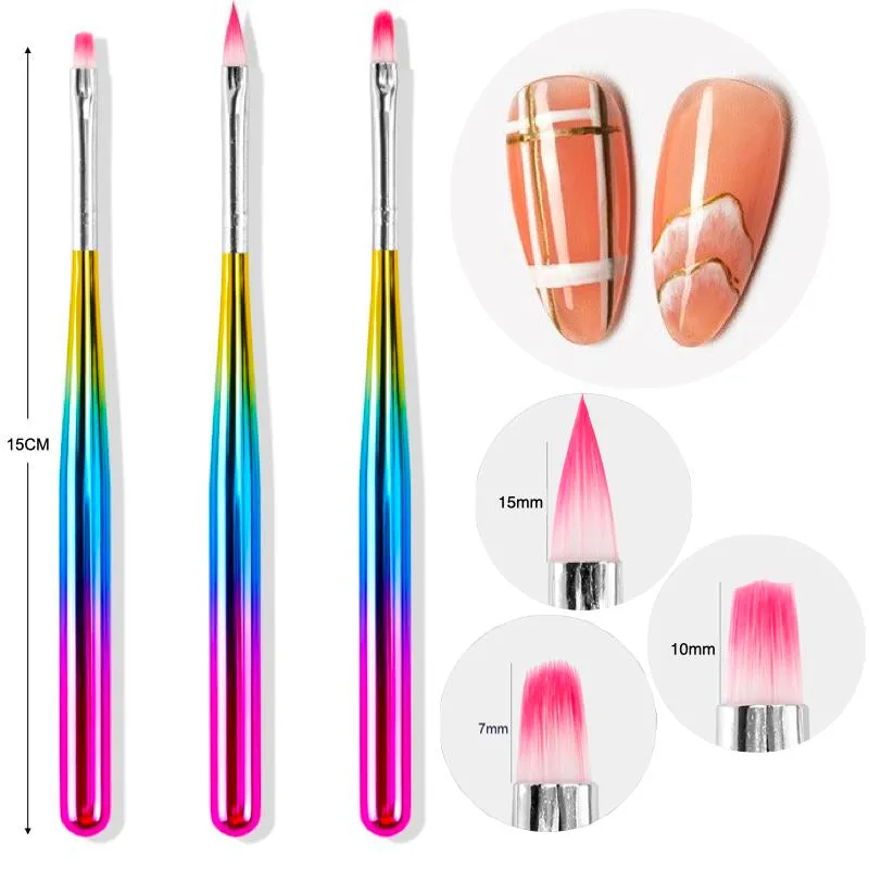 Nail Art Design Brushes - Rainbow Set 3pcs