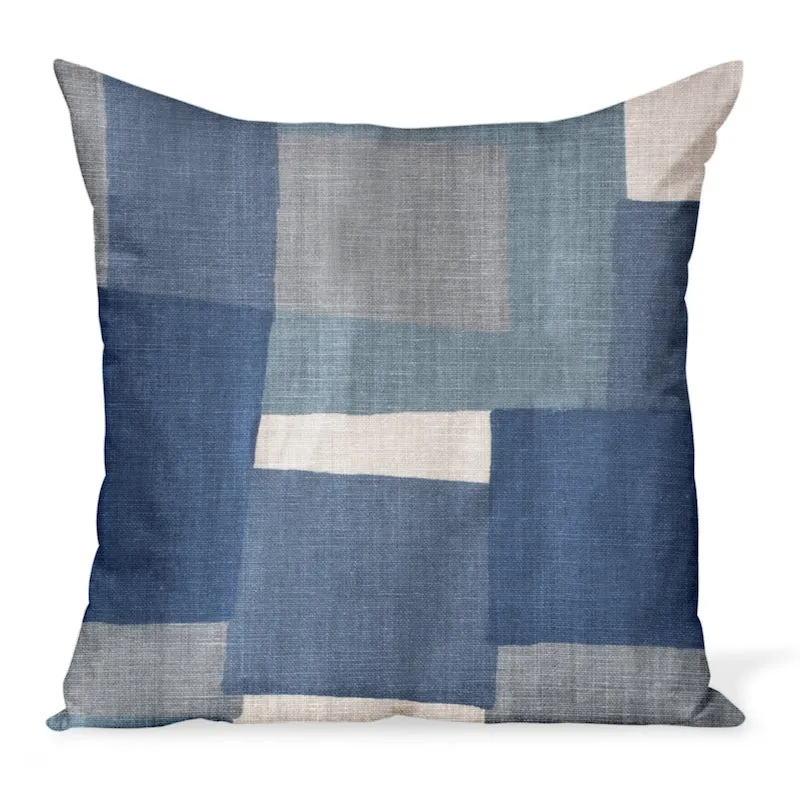 Peter Dunham Textiles Collage in Indigo/Gray Pillow