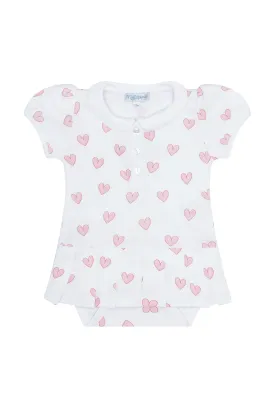 Pink Heart Print Onesie Dress