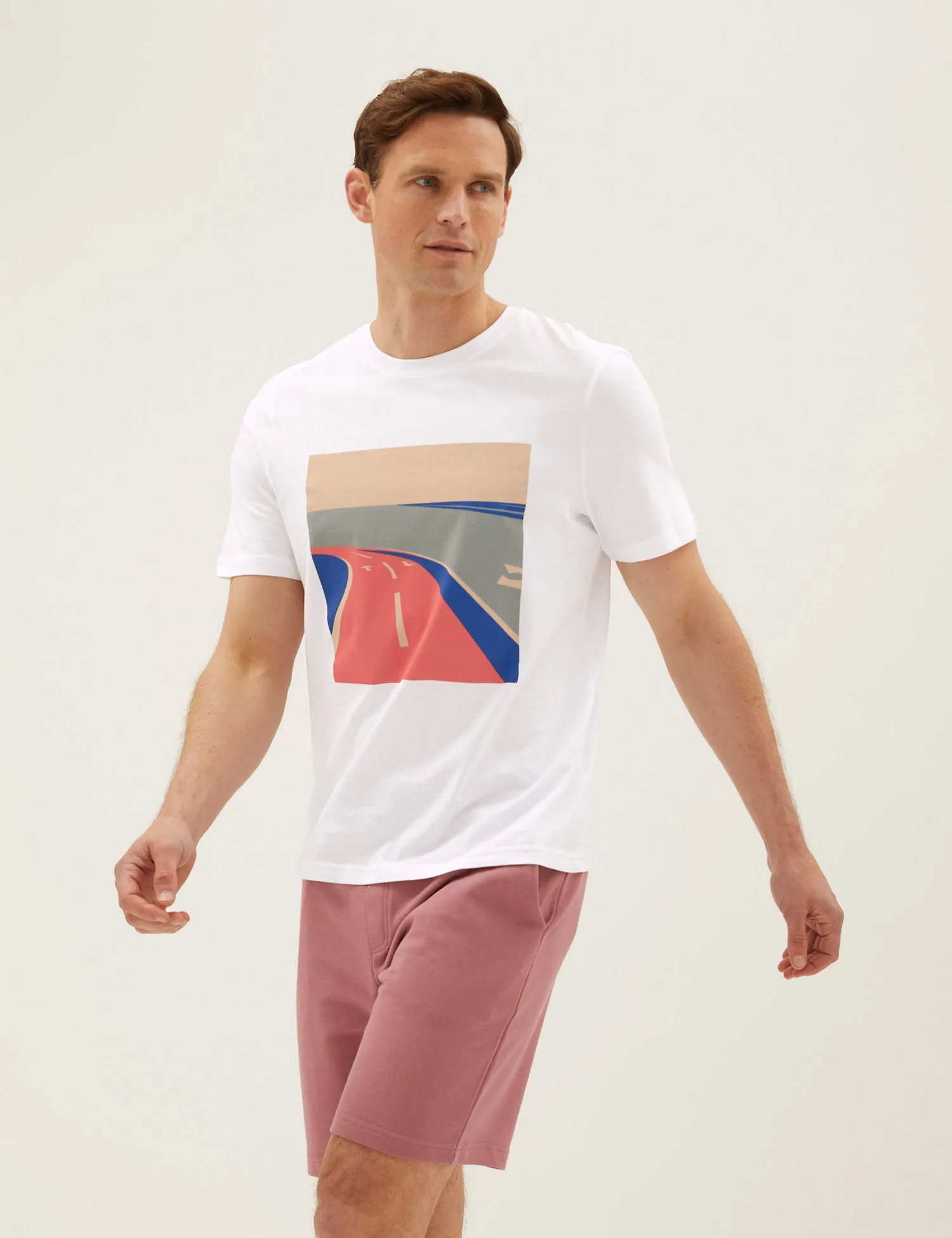 Pure Cotton Race Track Graphic T-Shirt