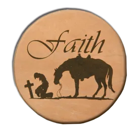 "Faith" Leather Coaster Set (Set of 4)