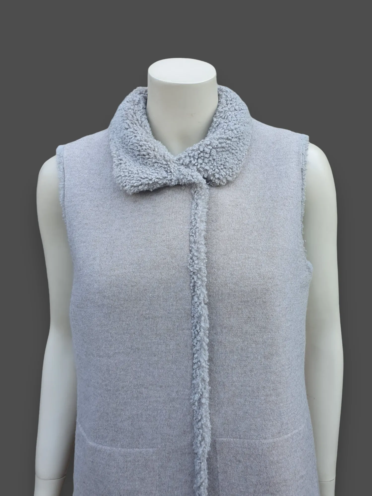 "Suprema" Sand Merino Shearling Vest w/ Reversible Cashmere - Size 42