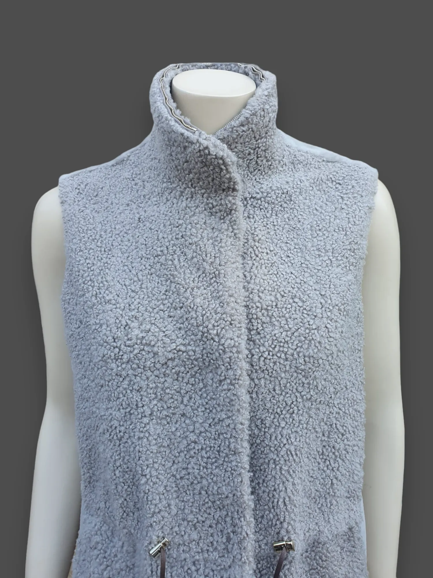 "Suprema" Sand Merino Shearling Vest w/ Reversible Cashmere - Size 42