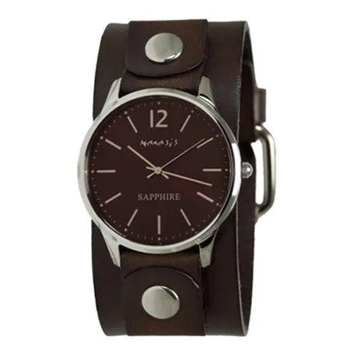 Sapphire Crystal Brown Watch with Brown Leather Cuff