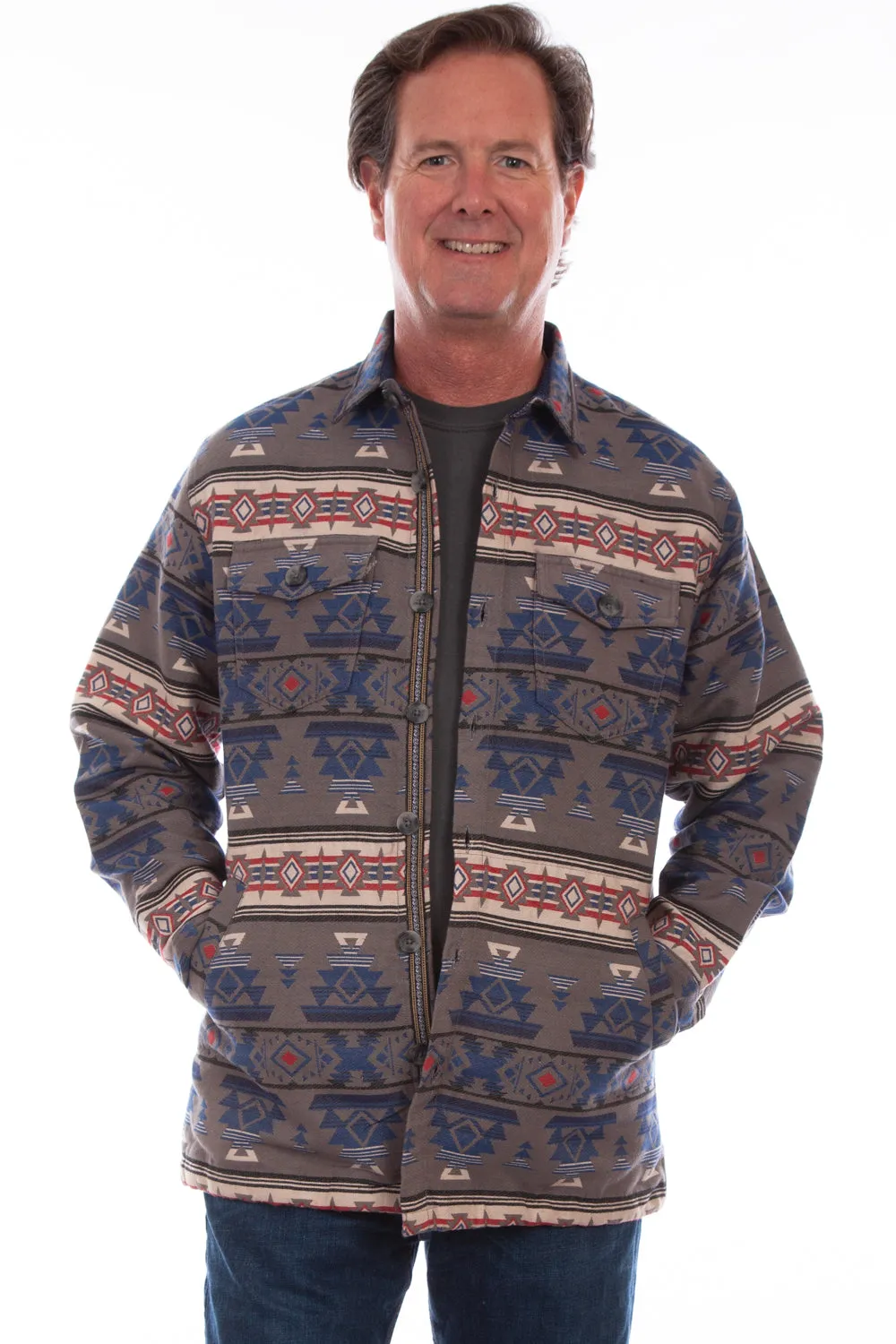 Scully Mens Red/Blue 100% Cotton Southwest Jacket