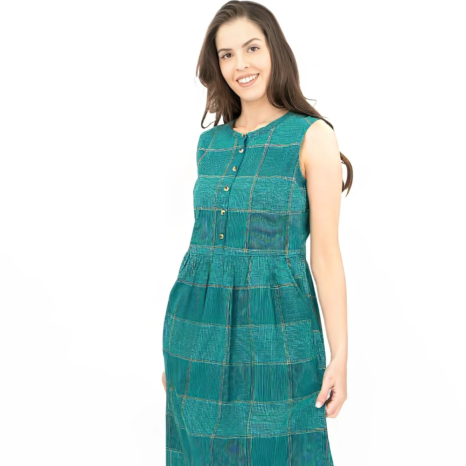 Seasalt Green Check Creek Cottage Midi Dress