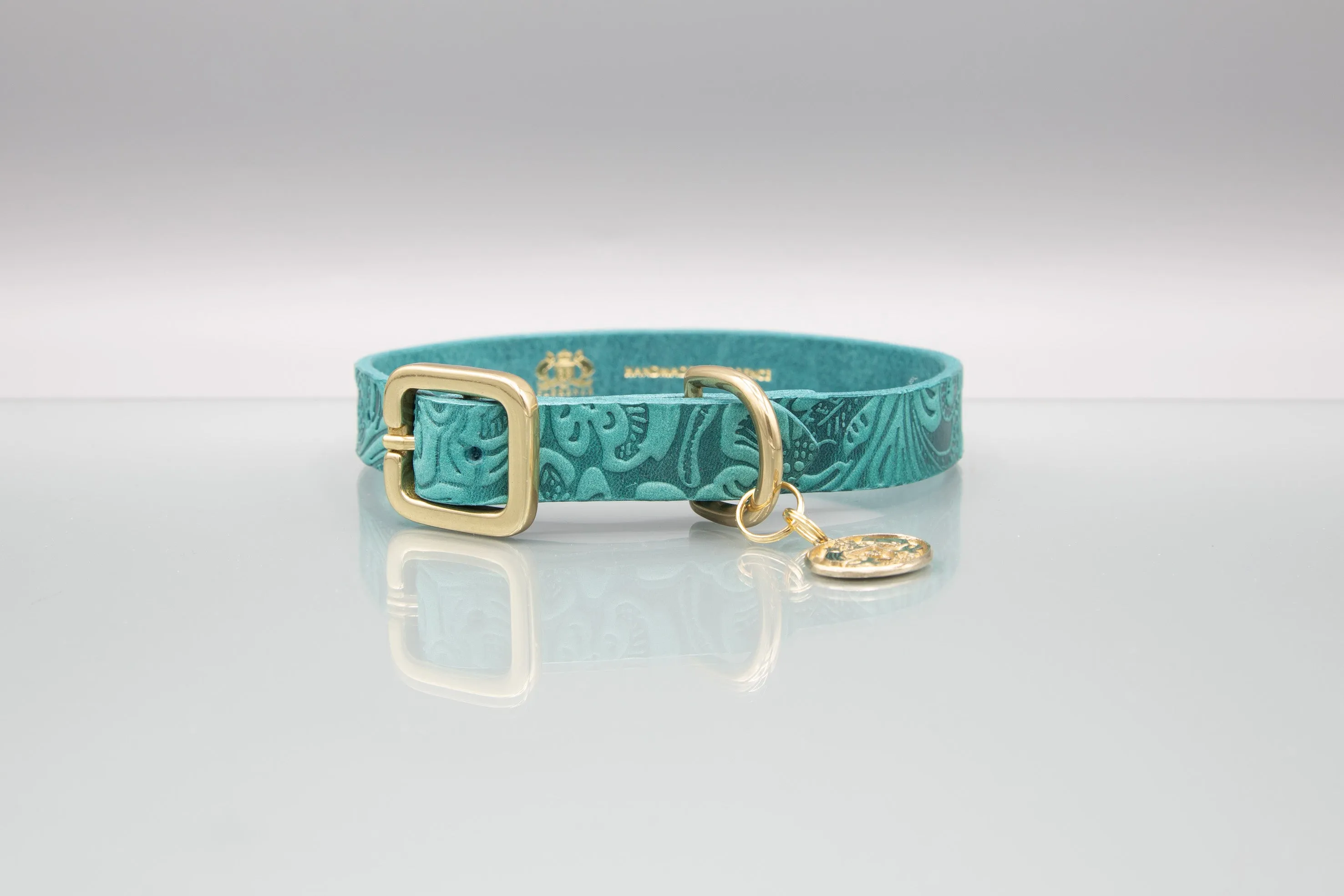 Terra Fiore Aqua Leather Collar from Florenze Italy