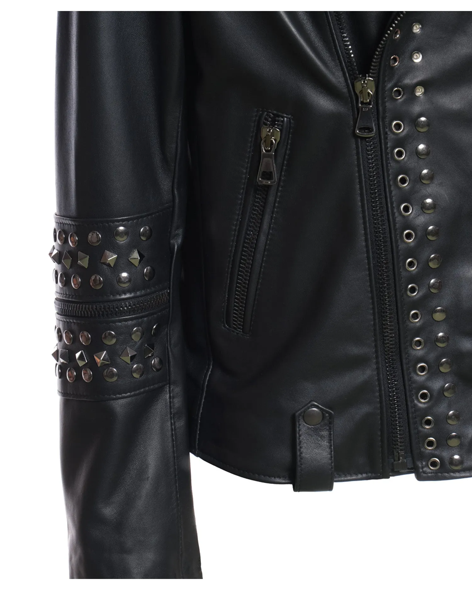 Vasco - Men's Studded Jacket in Genuine Black Leather