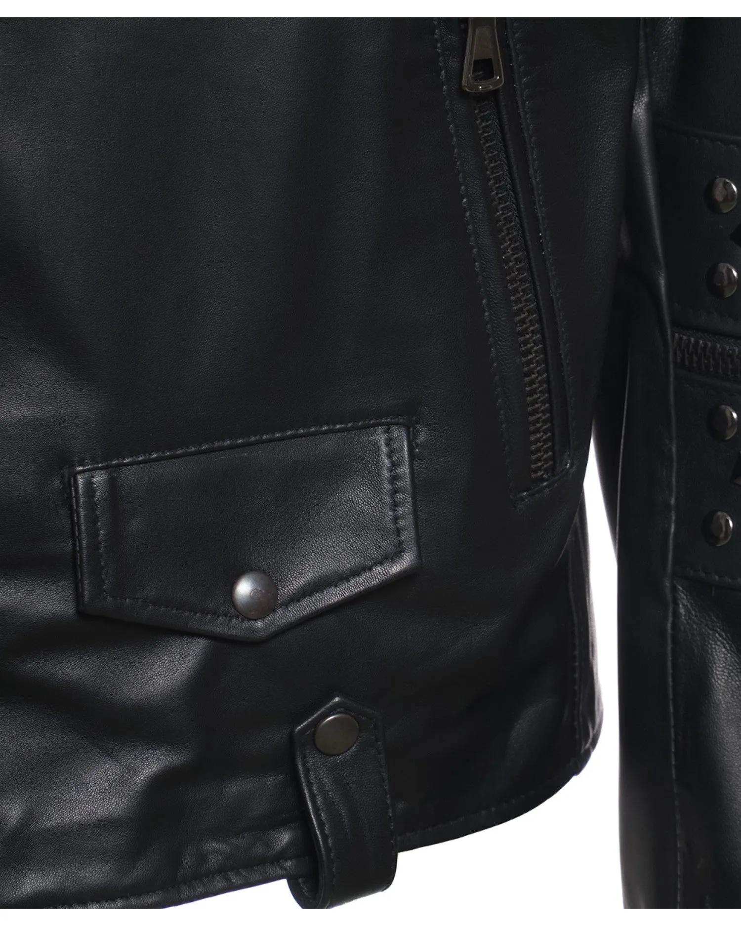 Vasco - Men's Studded Jacket in Genuine Black Leather