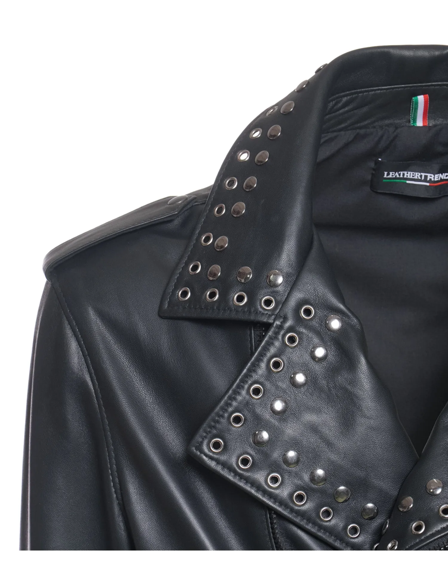 Vasco - Men's Studded Jacket in Genuine Black Leather